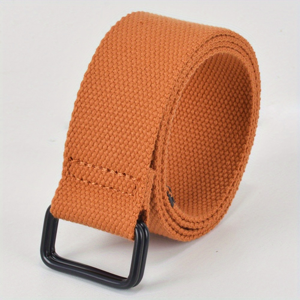 Stylish Canvas Belt with Double Ring Buckle